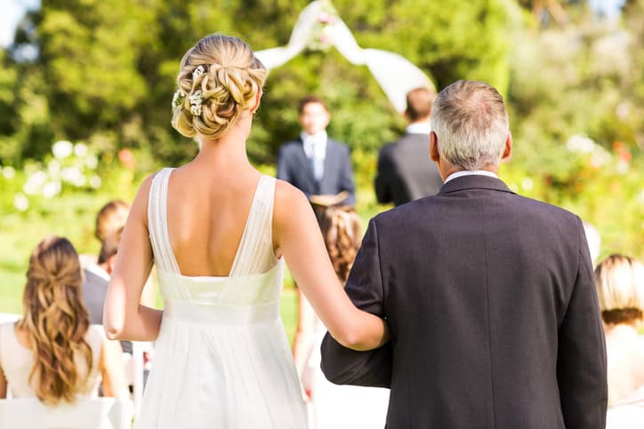 dad walking daughter down aisle