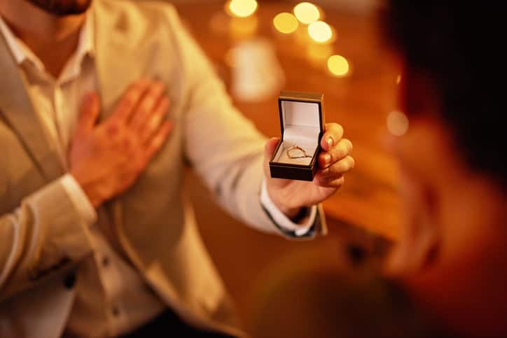 man proposing marriage with ring