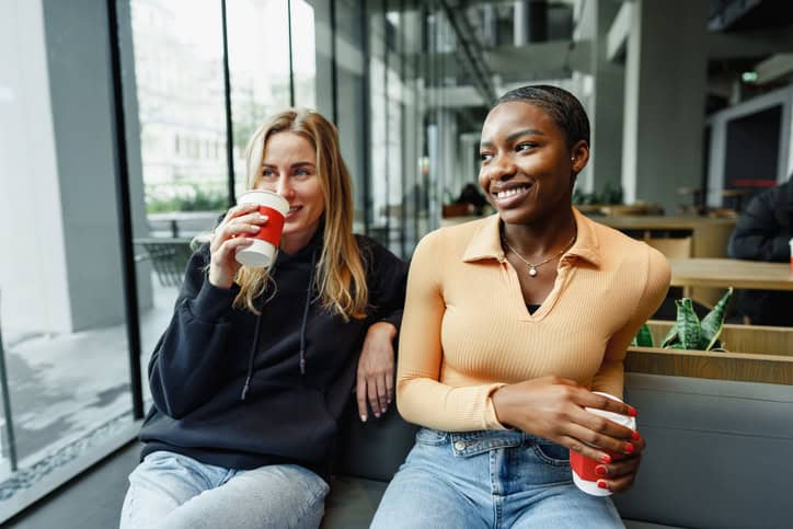 two friends enjoying coffee