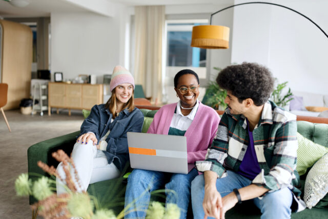gen z workers on couch