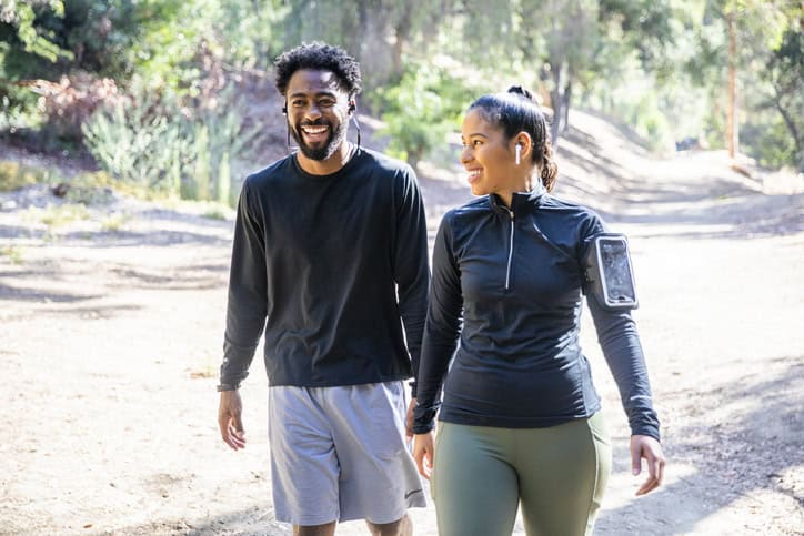 Couple on a park run.