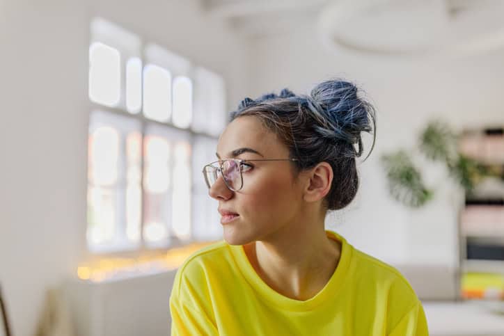 hipster woman looking to the side