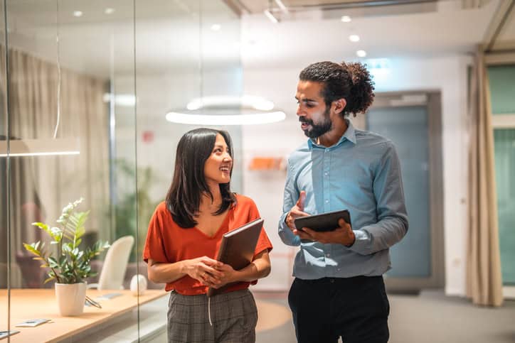 colleagues chatting in the office