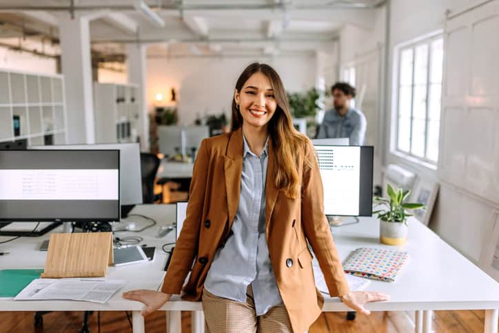 smiling woman in office