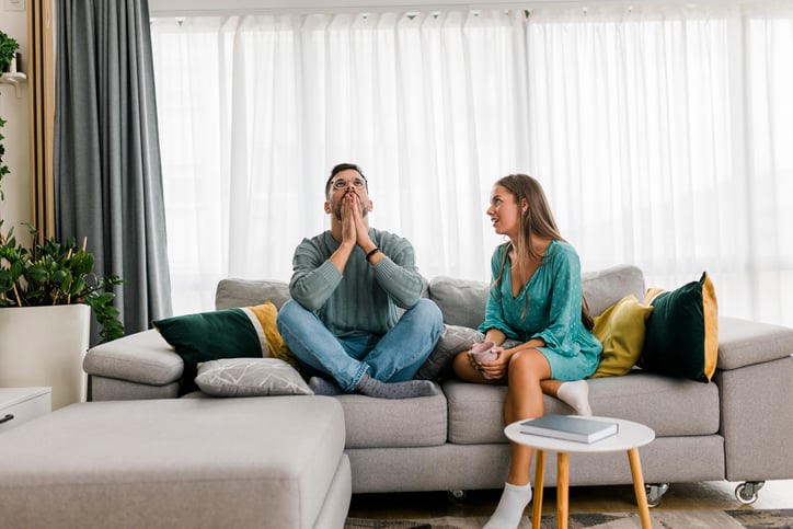 Shot of a young couple having an argument at home
