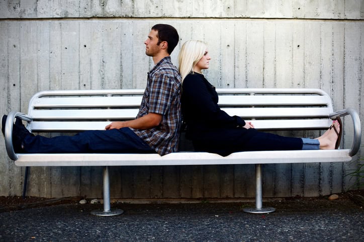 young adult engaged american caucasian heterosexual happy couple outdoors