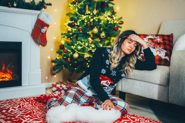 sad woman alone at chrismtas