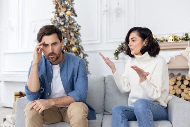 couple arguing at chrismtas