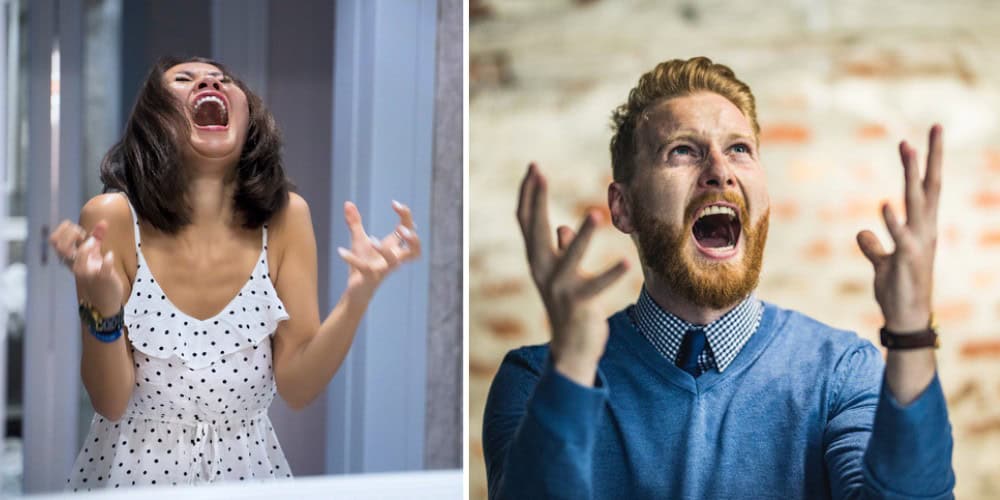 split screen - angry people