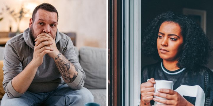 lonely man, woman image