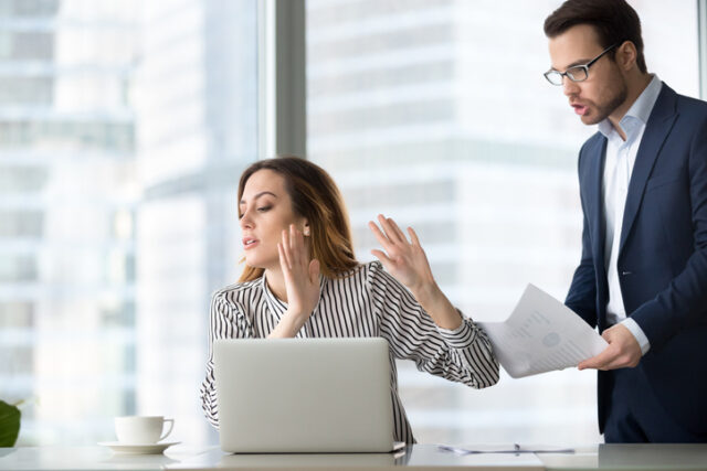 Woman shutting down rude colleague.