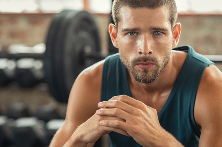 Determined man at the gym.