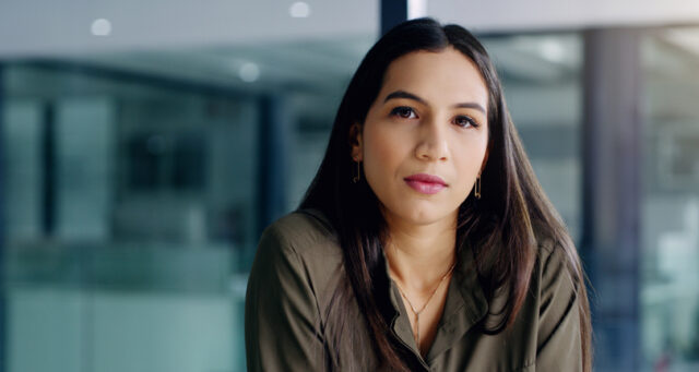 confident beautiful woman at work