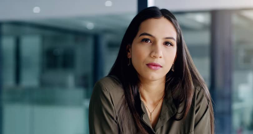 confident beautiful woman at work