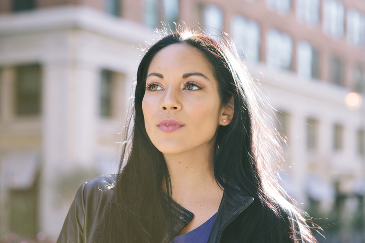 beautiful woman outside in sunshine
