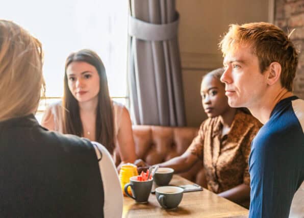 group of people having a conversation