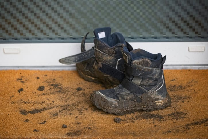Muddy children's shoes.