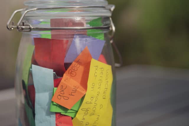 Jar full of hand written messages.