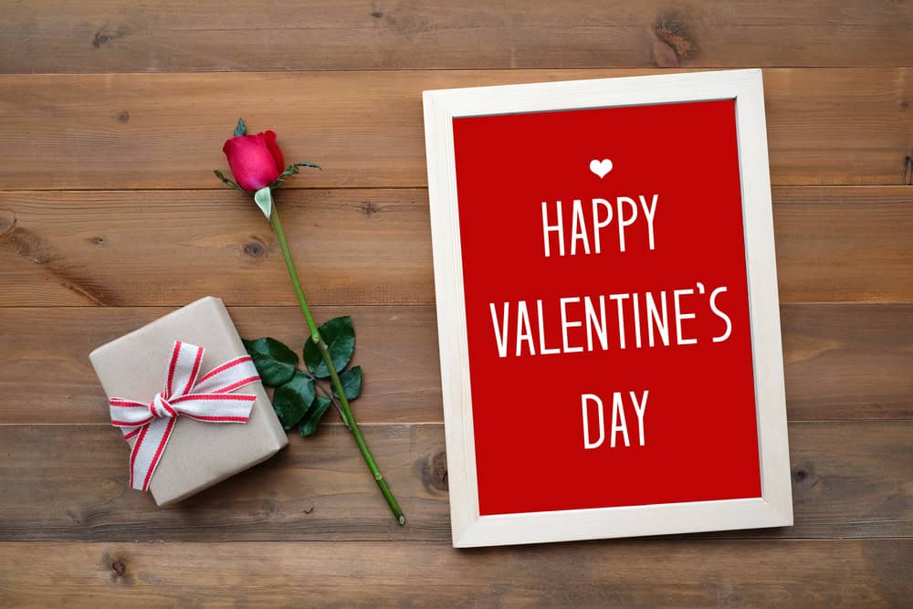 Celebrating Valentine's Day with gifts.