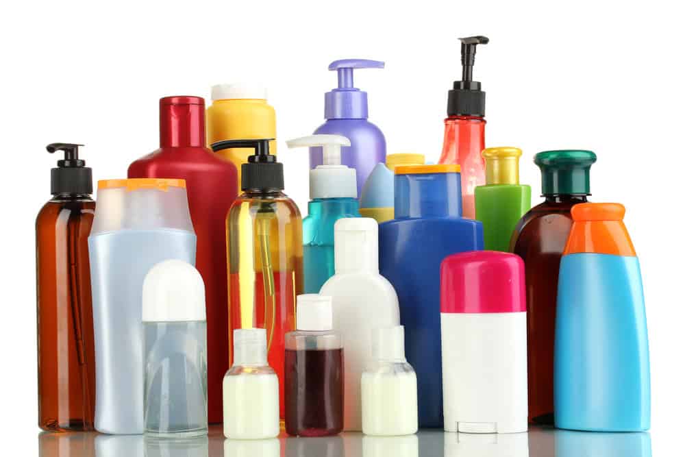 Different beauty product containers.