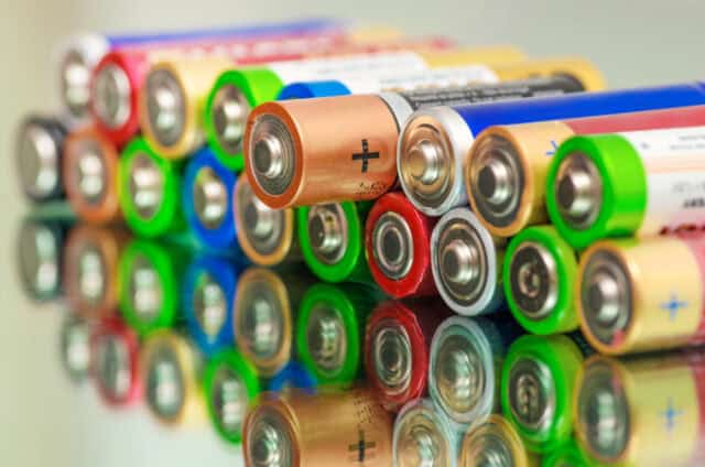 Closeup Of Pile Of Used Alkaline Batteries.