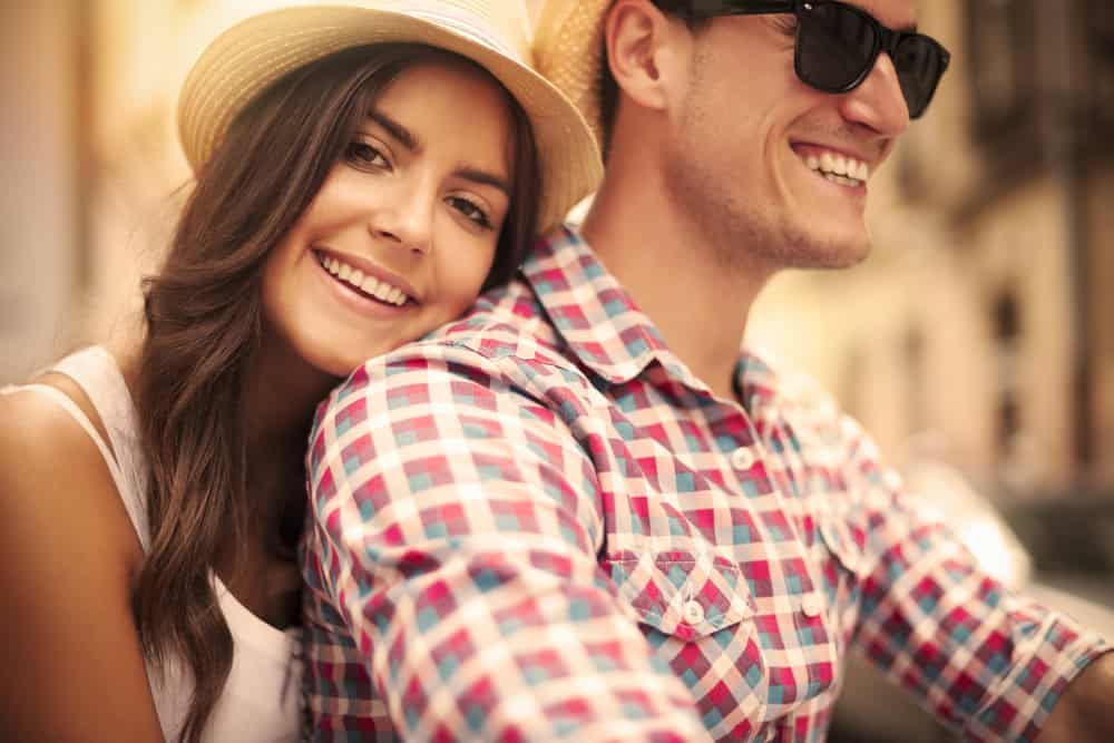 Couple on a bike ride together. 