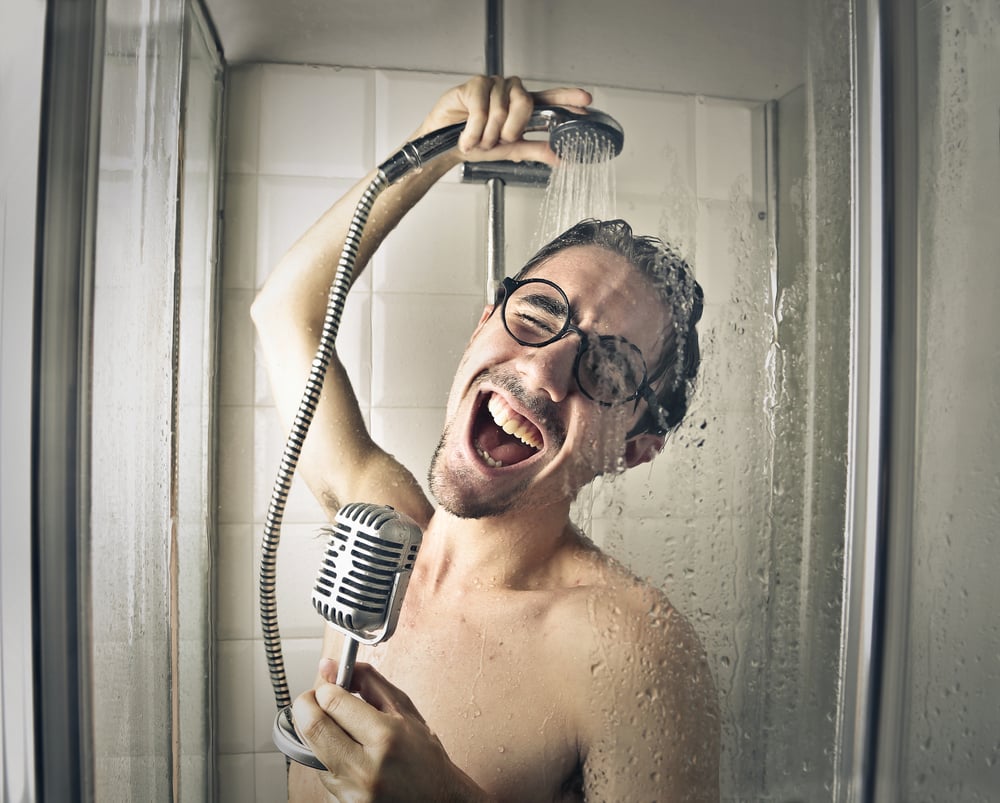 Singing in the shower.
