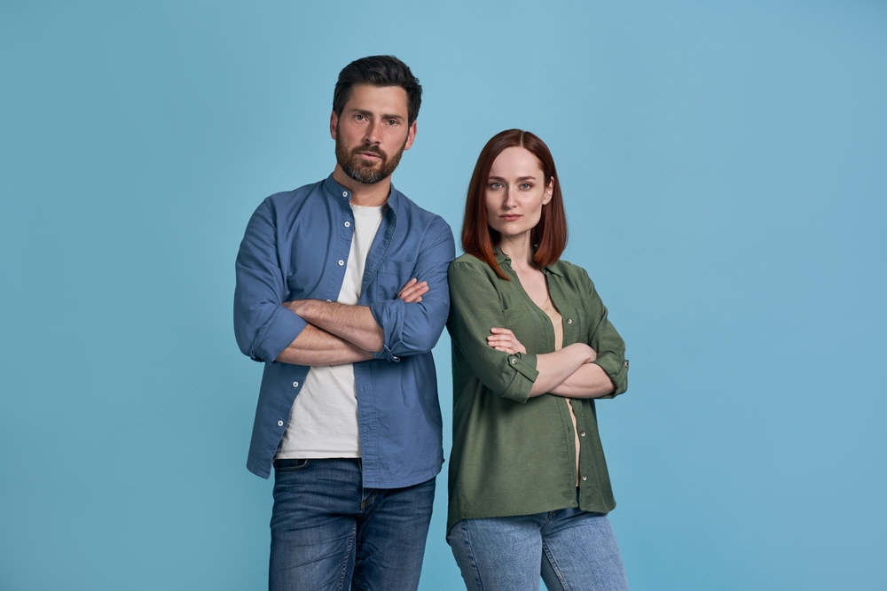 stubborn man and woman with crossed arms
