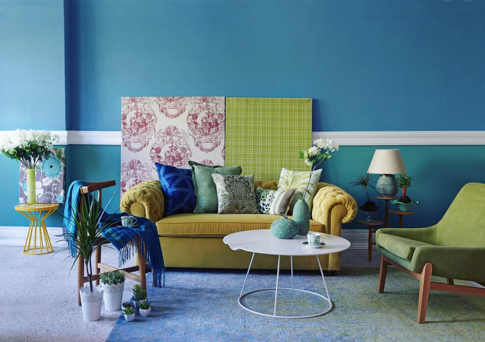 Blue painted walls.