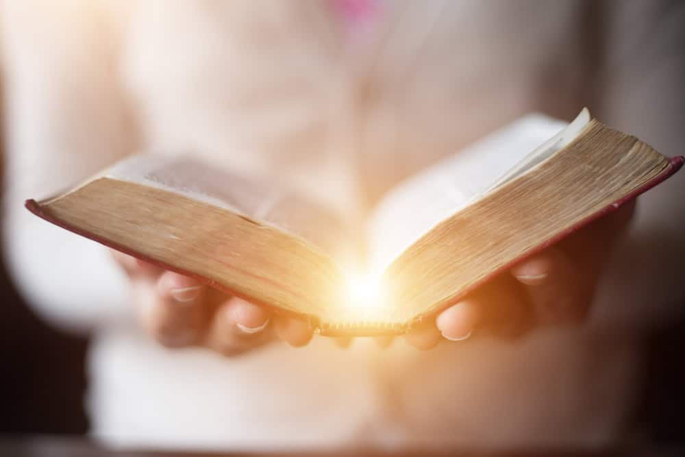 Woman holding a book.