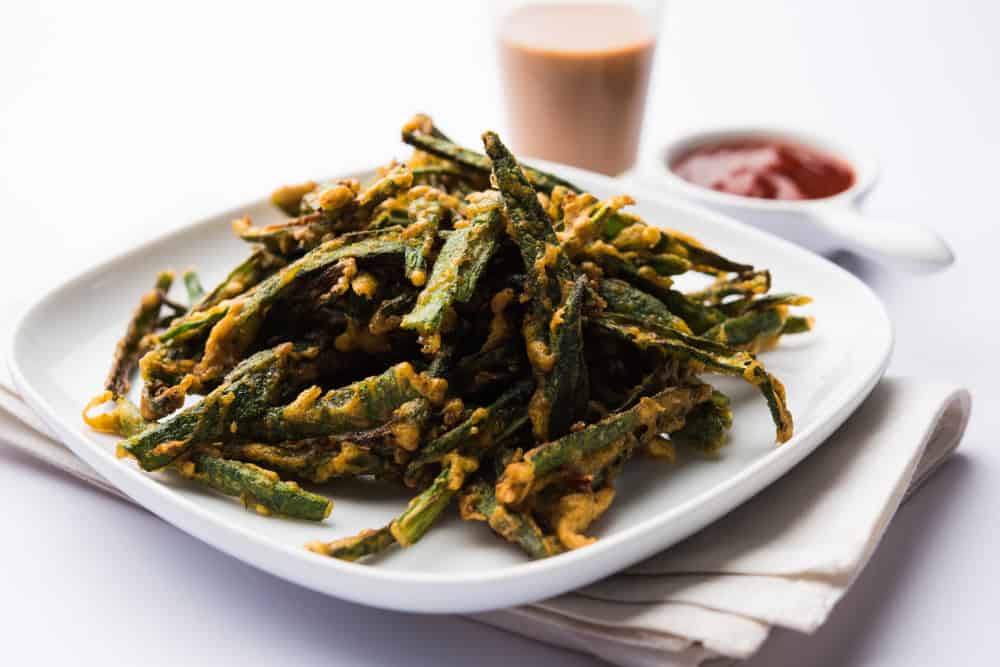 Fried vegetables on a plate.