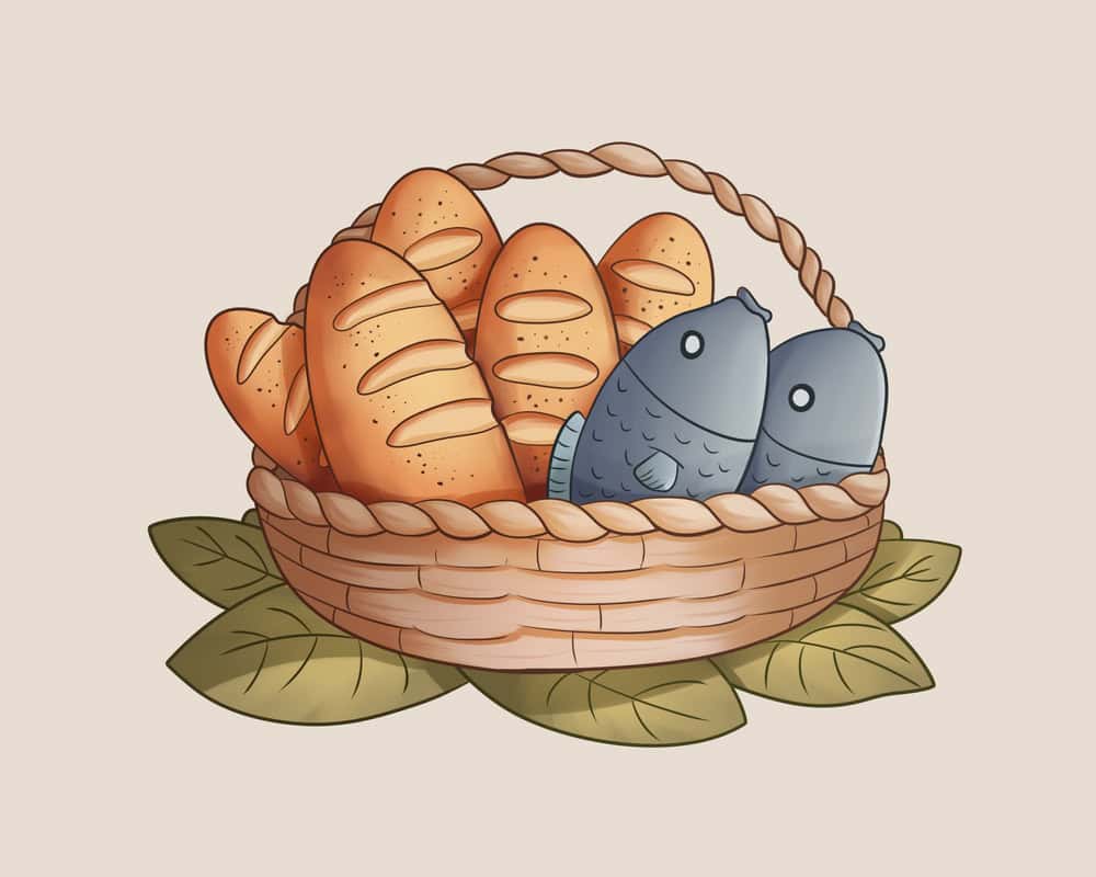 Fish and bread illustration.