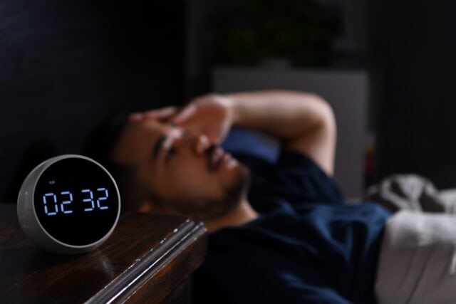 Man unable to sleep.