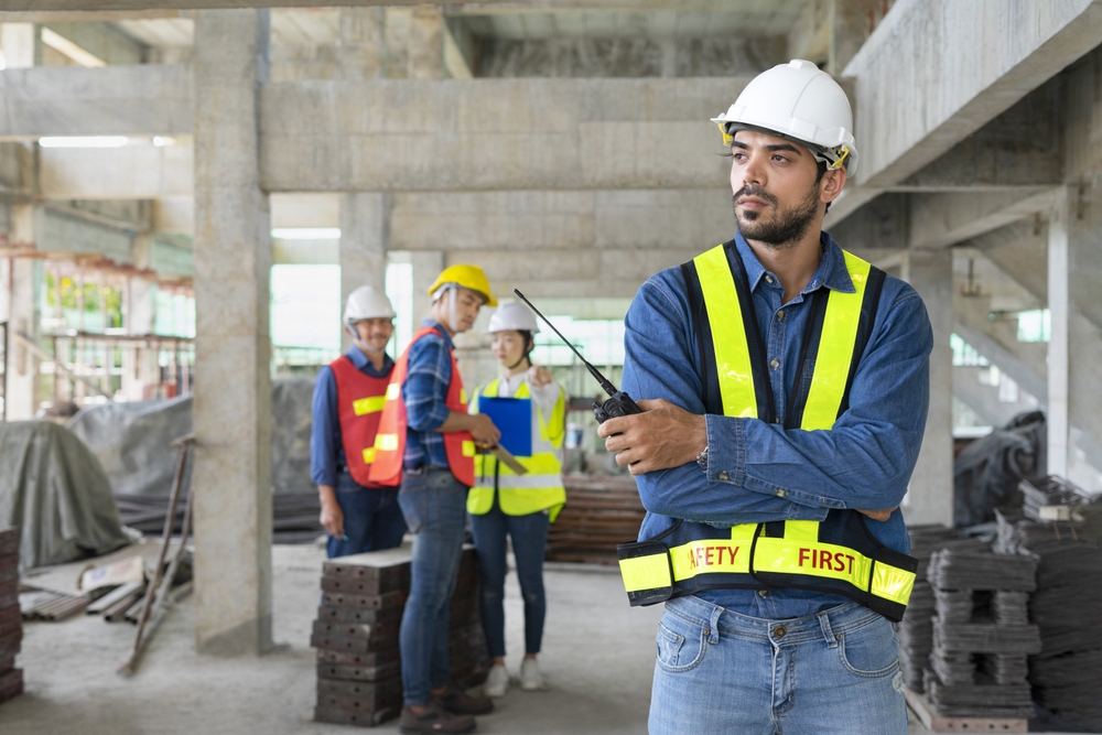 An engineer in a construction site. 