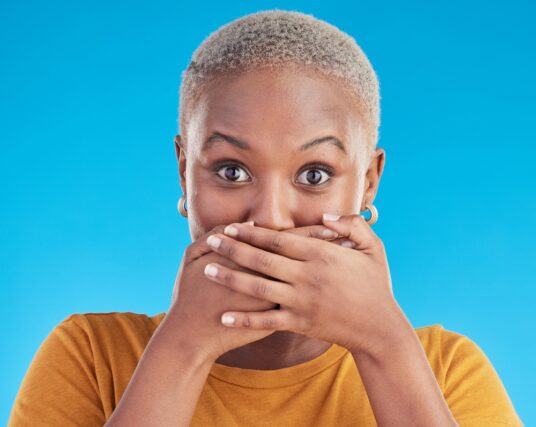Woman keeping a secret.