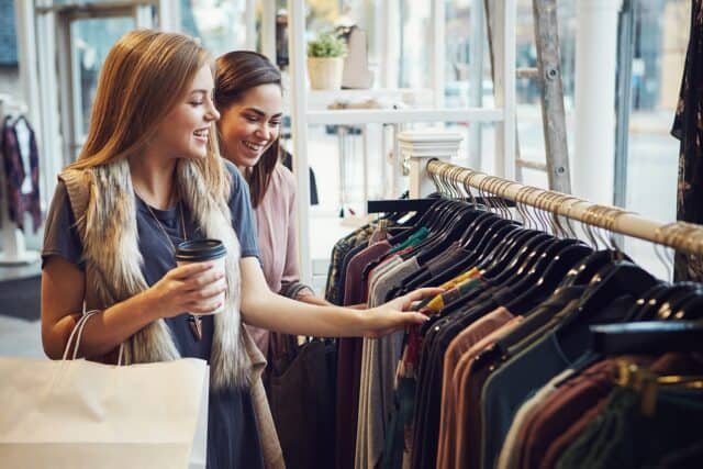 Women out fashion shopping.