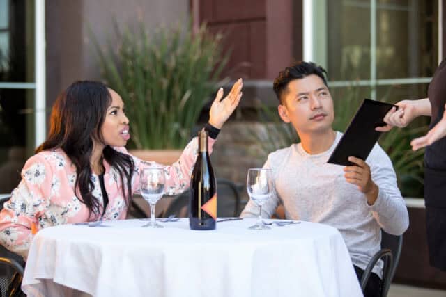 Couple on a date but arguing.