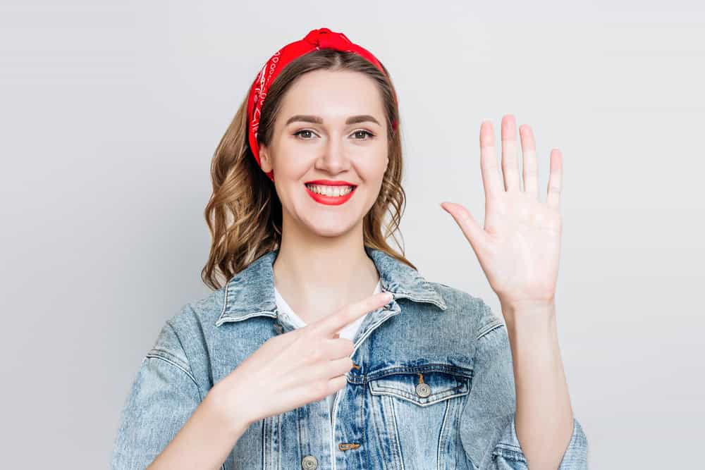 Woman wearing a bandana. 