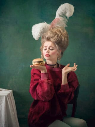Young woman as Marie Antoinette.