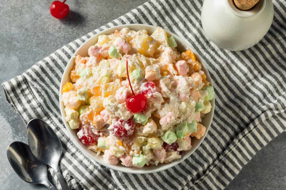 Sweet Colorful Marshmallow Ambrosia Salad.