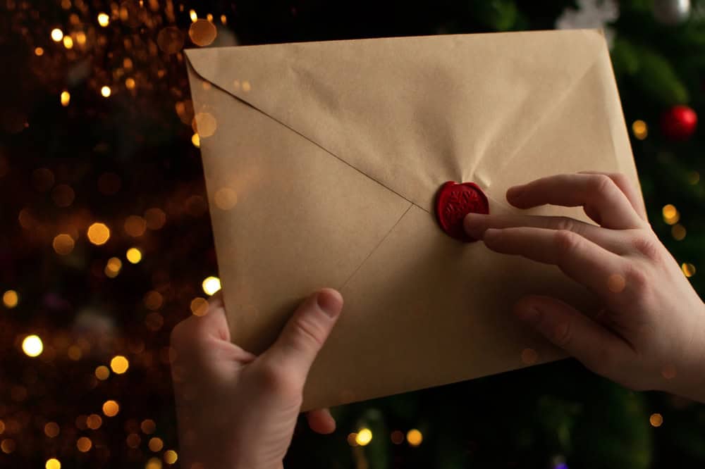 A handwritten card. 