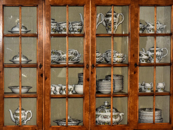 An antique china cabinet.