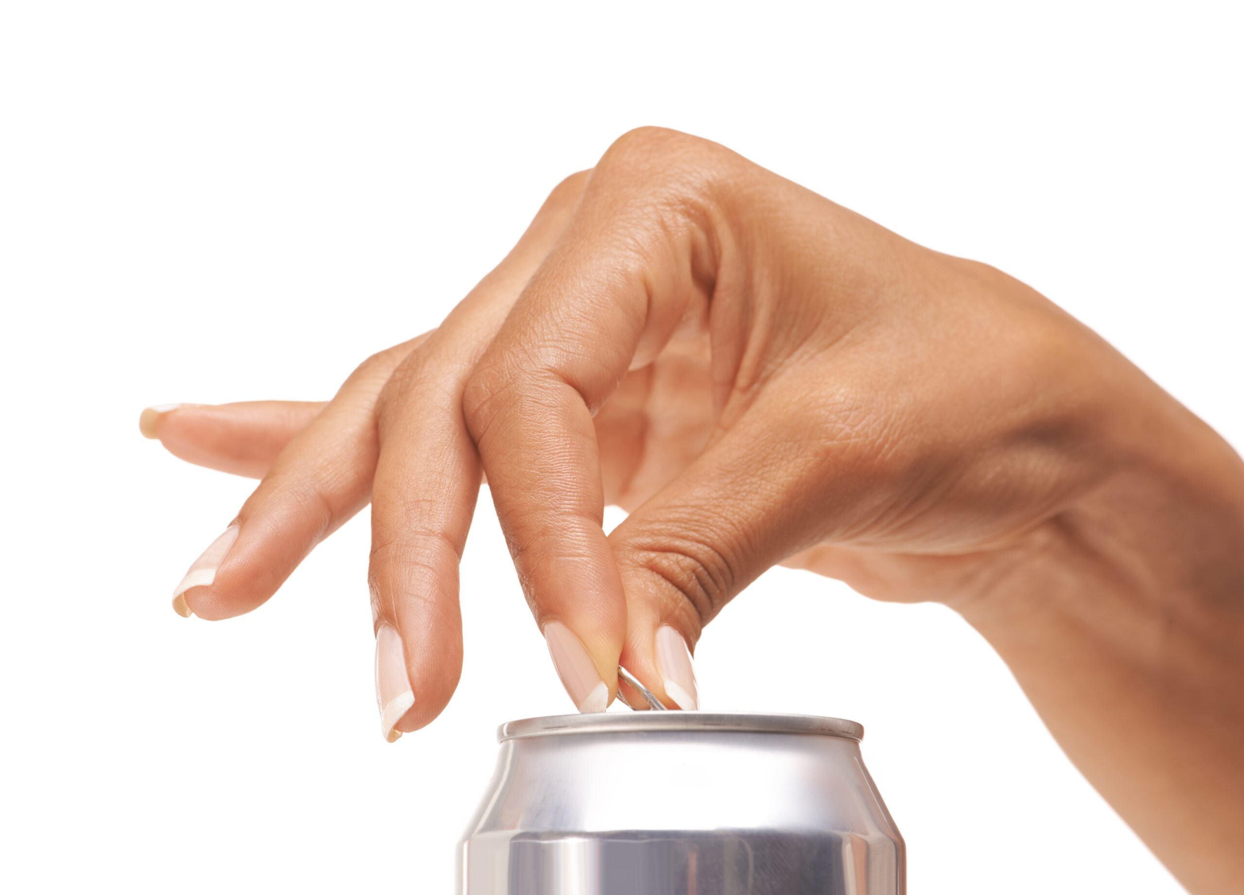 Woman's hand opening a soda can.