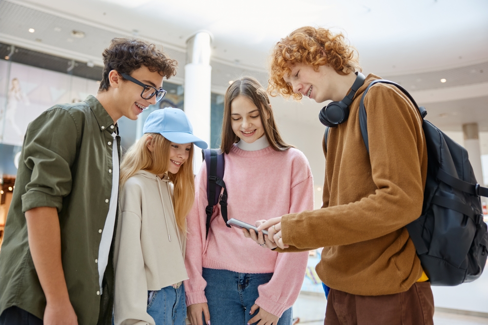 Young people talking together.