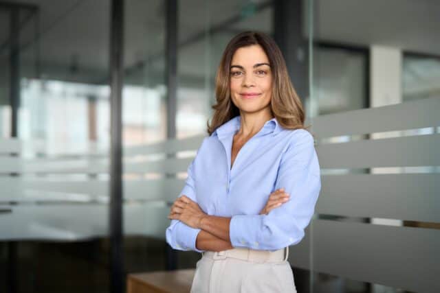 Confident career woman in her office.