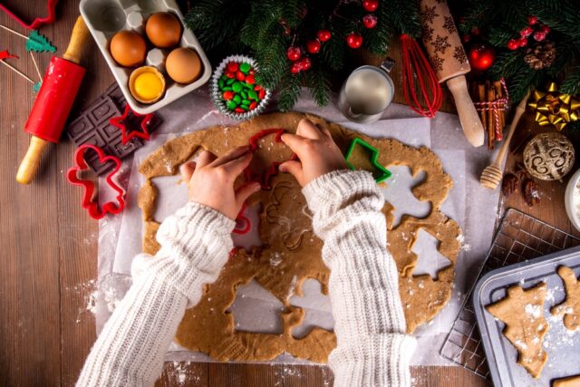 Family making Christmas cookies.