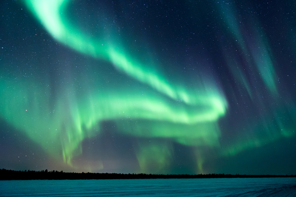 Northern Lights in the night sky.