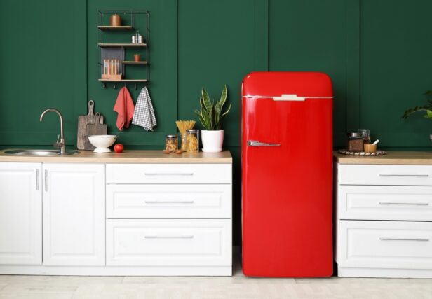 Stylish red refrigerator.