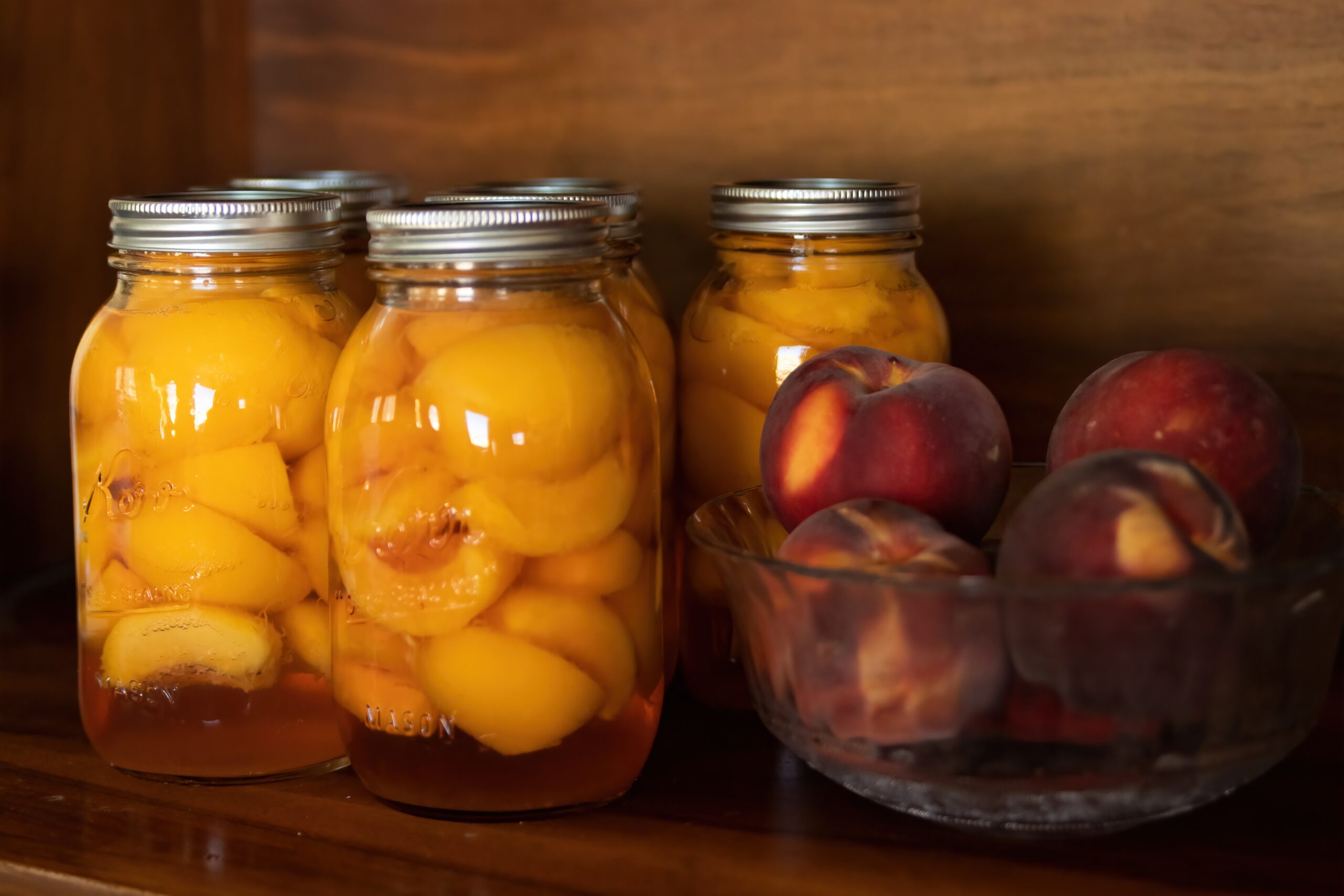 Jars of peaches.