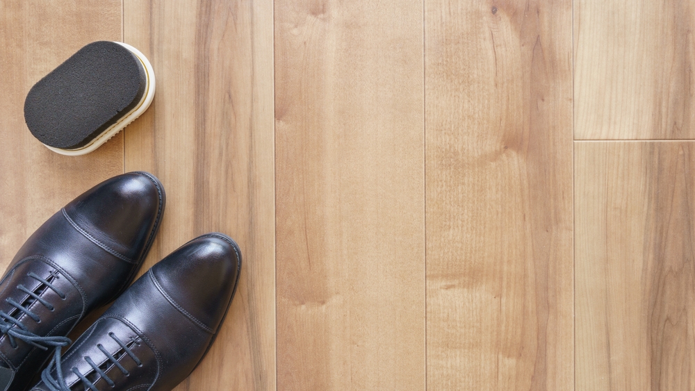 Mens shoes on the floor.